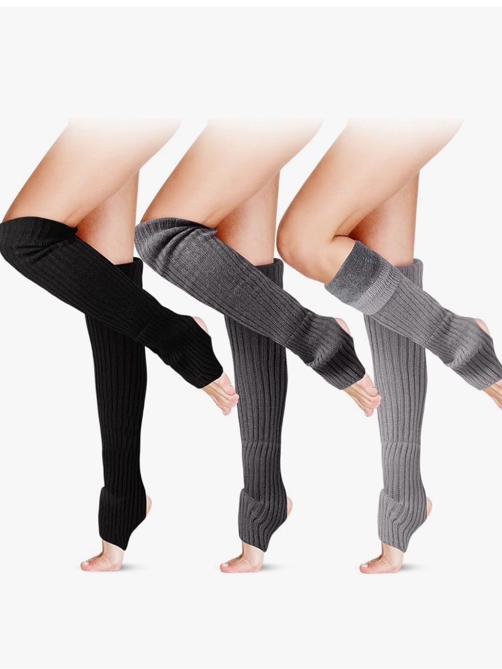 Fleece Leg Warmers 24inch Long over Knee - Set of 3